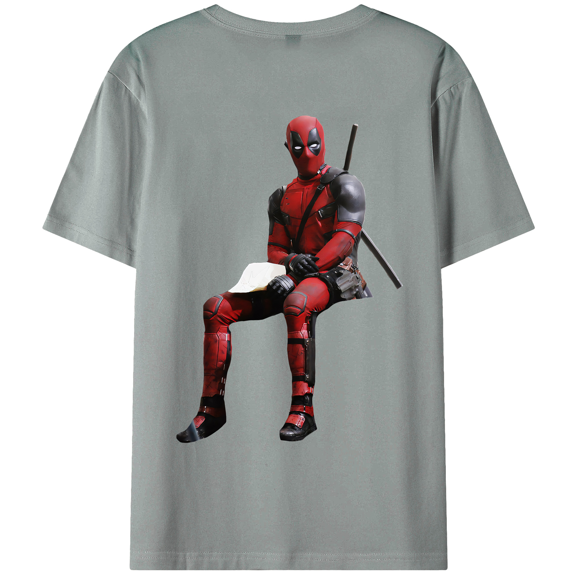 （画像用） Deadpool デッドプール 綿100％ メンズ半袖Tシャツ（バックプリント） 通気性